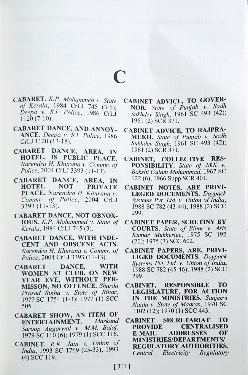 Supreme Court legal reference book showing judicial terms and citations